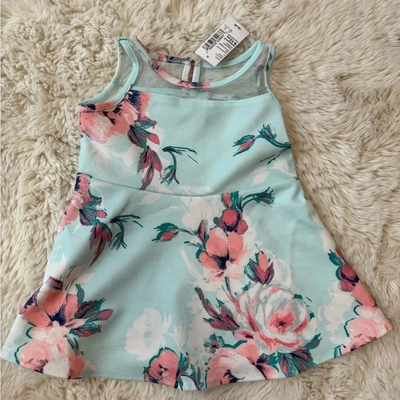 The Children’s Place floral mesh stretch dress size 9-12 months - Picture 1 of 5